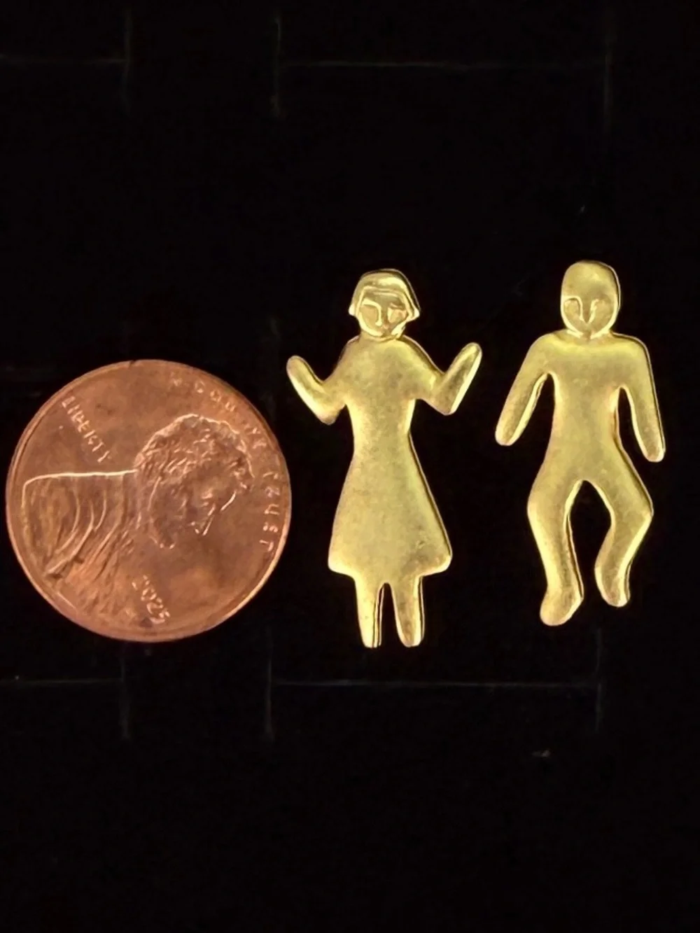 Vintage Goldtone Dancing Figure Post Earring signed  JJ 1988